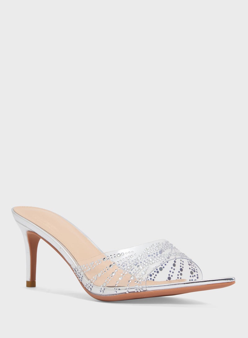 Ella Limited Edition Clear Embellished Heeled Mule  - Image 2