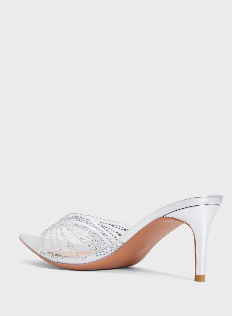 Ella Limited Edition Clear Embellished Heeled Mule  - Image 3