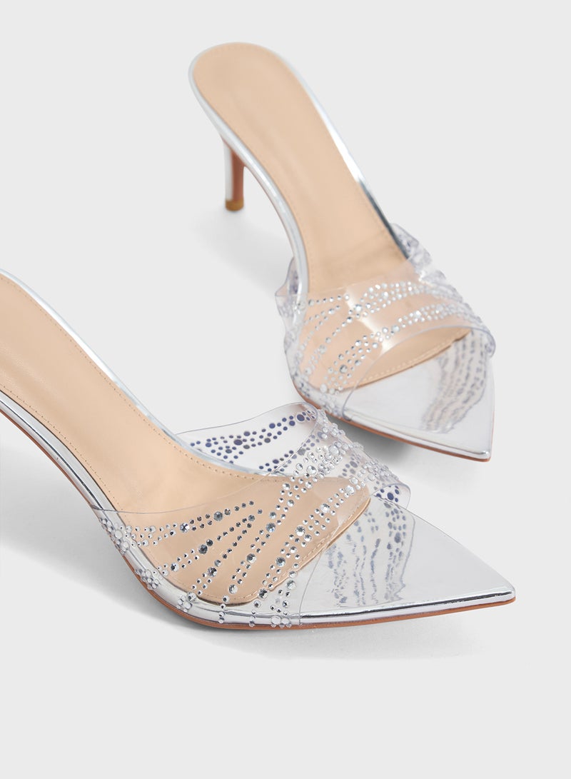 Ella Limited Edition Clear Embellished Heeled Mule  - Image 4