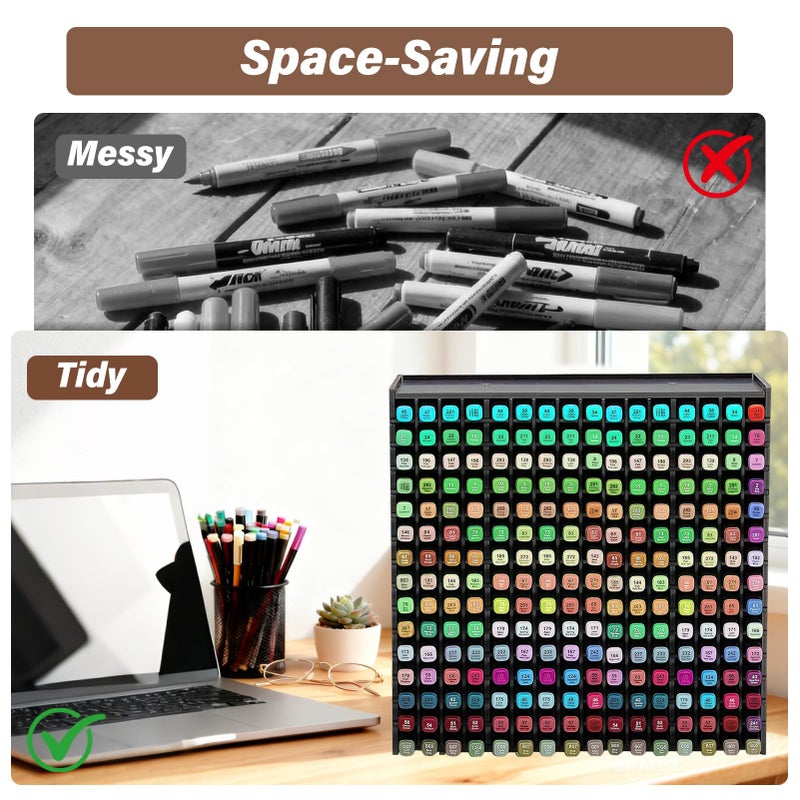 Yrangee Marker Organizer,240-Slots Marker Holder with Adjustable Divider, Desk Markers Storage Organizer for Pens Colored Pencils Art Brushes Home Office Art Room and Classroom - Image 5