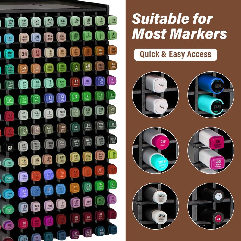 Yrangee Marker Organizer,240-Slots Marker Holder with Adjustable Divider, Desk Markers Storage Organizer for Pens Colored Pencils Art Brushes Home Office Art Room and Classroom - Image 2