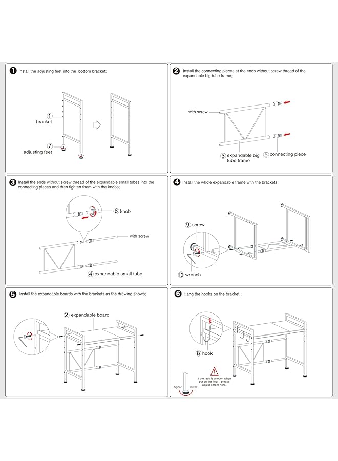 erorex 2 Tier Microwave Oven Rack Expandable And Height Adjustable Microwave Shelf Kitchen Counter Shelf And Organizer With 3 Hooks Carbon Steel 55Lbs Weight Capacity Matte Black - Image 5