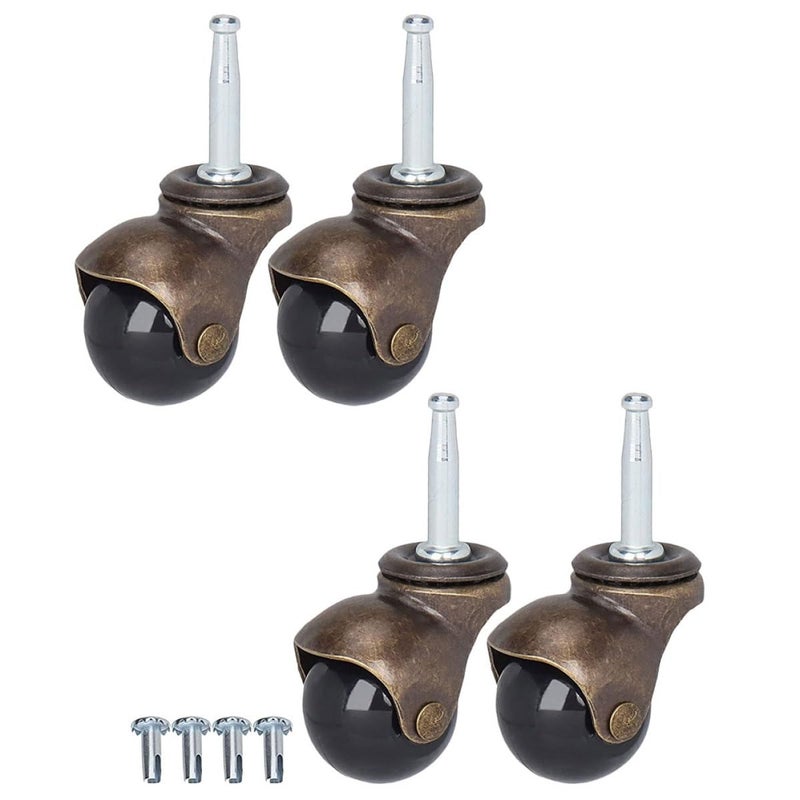 Antique Gold 4 Pack 2 Inch Heavy Duty Replacement Chair Casters 5 16 X 1 1 2 Inch - Image 2