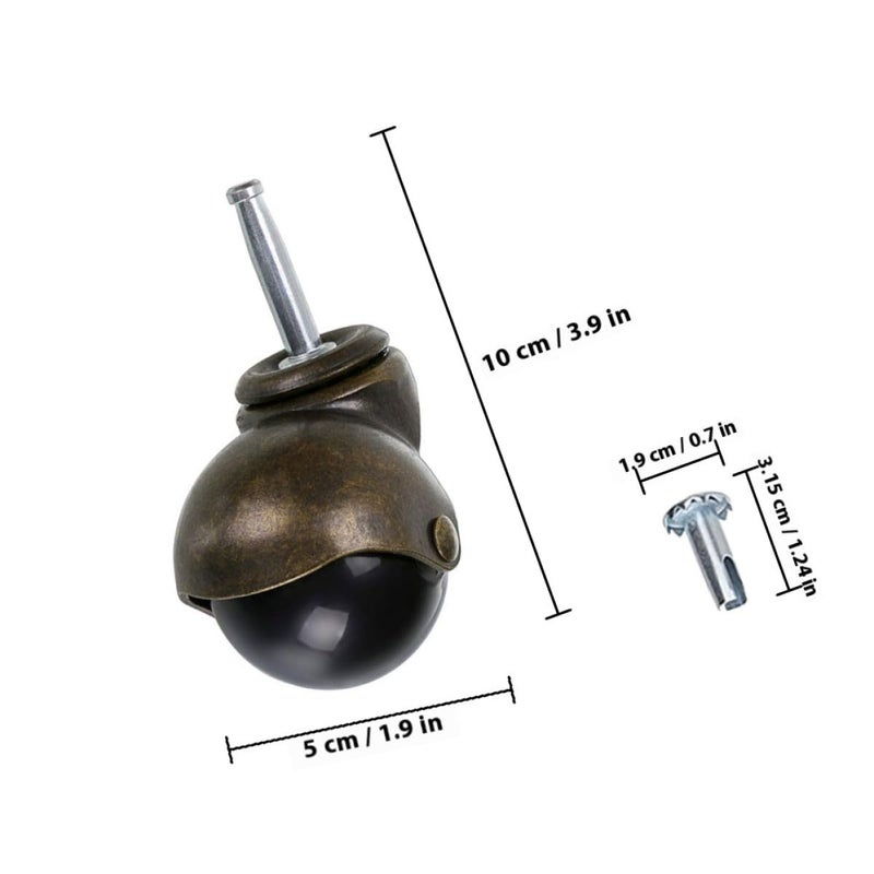 Antique Gold 4 Pack 2 Inch Heavy Duty Replacement Chair Casters 5 16 X 1 1 2 Inch - Image 3