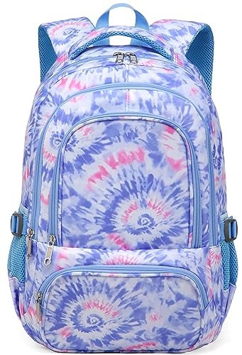 BLUEFAIRY Kids Backpack for Girls Elementary Primary Middle School Bags for Aged 8-10 for Teens Childs Bookbags Back to School Book Bags Cute Mochilas para NiÃ±as Tie-dye Violet - Image 1