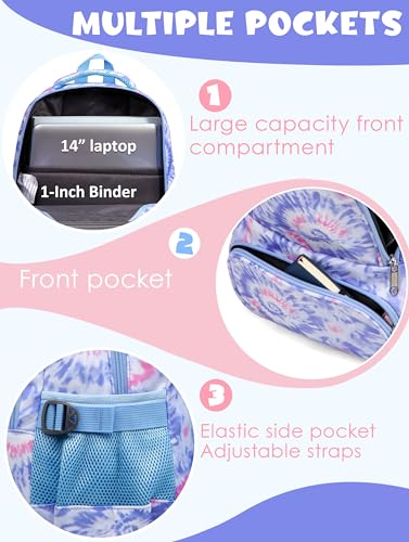 BLUEFAIRY Kids Backpack for Girls Elementary Primary Middle School Bags for Aged 8-10 for Teens Childs Bookbags Back to School Book Bags Cute Mochilas para NiÃ±as Tie-dye Violet - Image 5