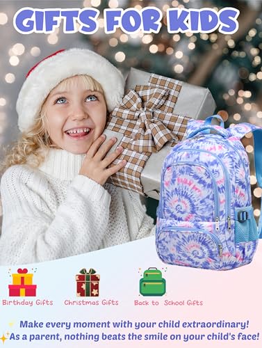 BLUEFAIRY Kids Backpack for Girls Elementary Primary Middle School Bags for Aged 8-10 for Teens Childs Bookbags Back to School Book Bags Cute Mochilas para NiÃ±as Tie-dye Violet - Image 4
