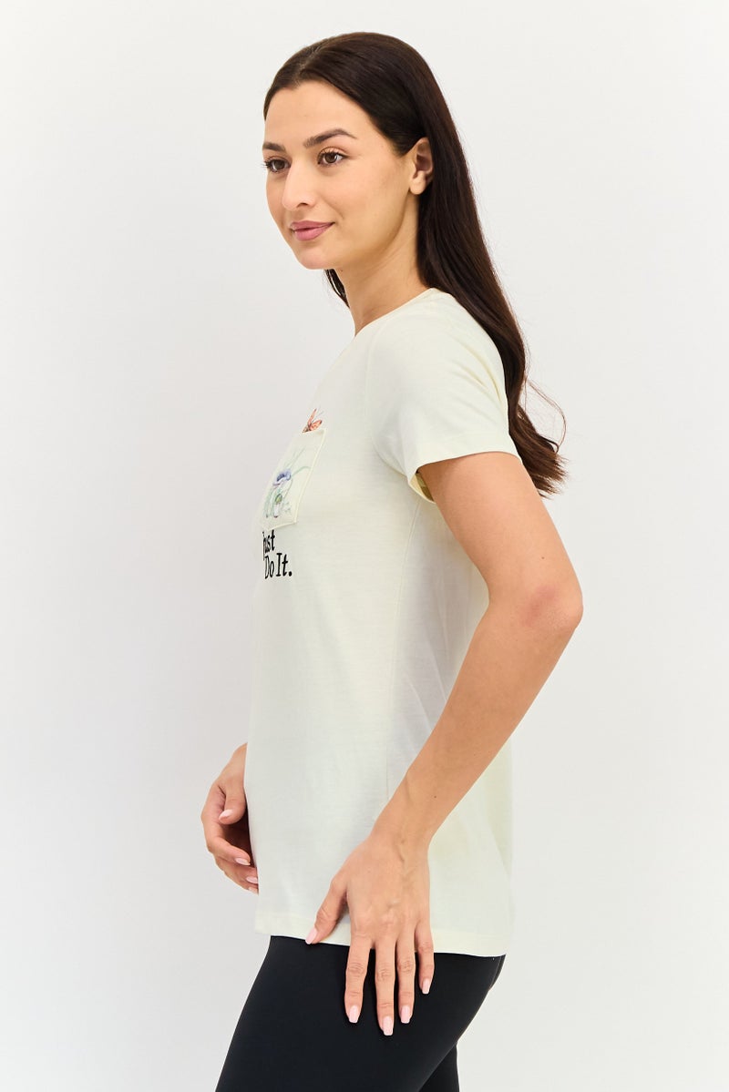 Nike Women Sportswear Fit Short Sleeve Graphic Print Outdoor T-Shirt, Off White - Image 2