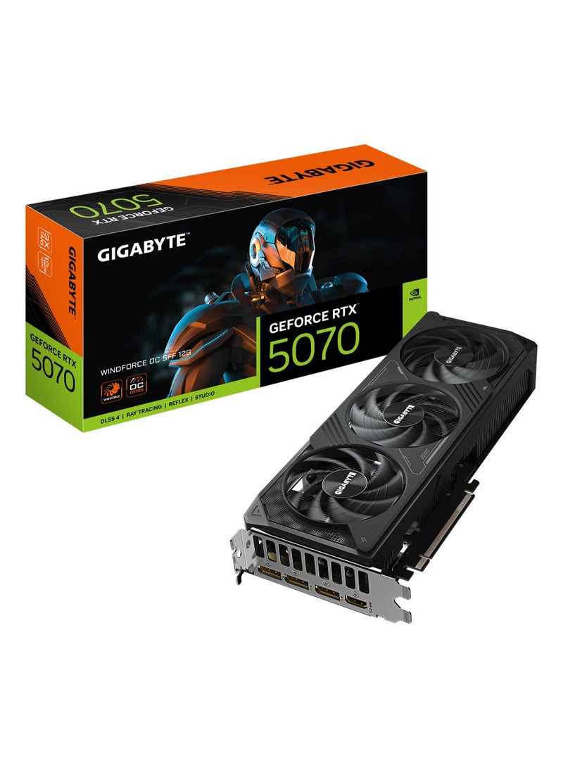 GeForce RTX™ 5070 GAMING OC 12G - 12GB GDDR7, 28 Gbps, 192-bit, PCI-E 5.0, DLSS 4, 7680x4320 Resolution, WINDFORCE Cooling, Dual BIOS, RGB Halo, DisplayPort 2.1a x3, HDMI 2.1b x1, ATX Form Factor | GV-N5070GAMING OC-12GD Black - Image 1
