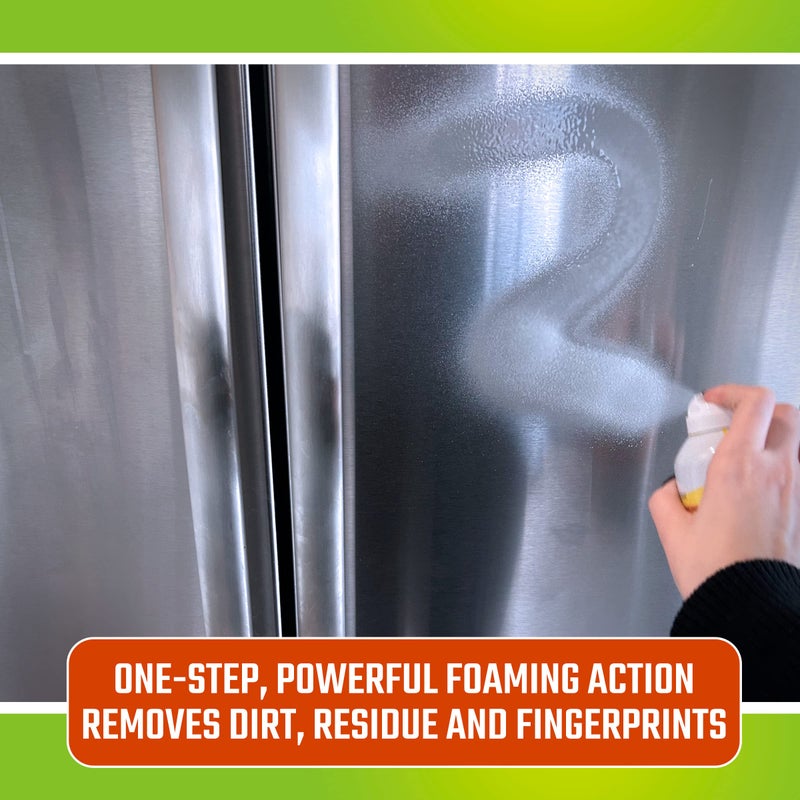 CLR منظف الفولاذ المقاوم للصدأ CLR خالي من البقع - يزيل علامات الماء، بصمات الأصابع وبقايا من الثلاجات، غسالات الصحون، الأفران والمزيد، لمعان خالي من الخطوط - علبة رش سعة 12 أونصة (عبوة من 1) - Image 2