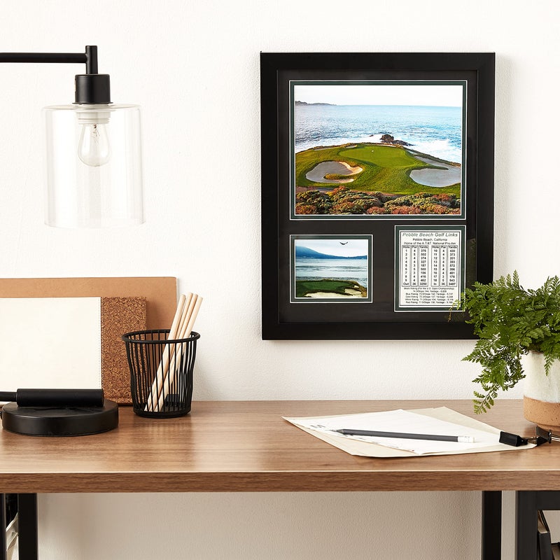 Legends Never Die Pebble Beach Hole #7- The U.S. Open Collectible | Framed Photo Collage Wall Art Decor - 12"x15", Black - Image 2