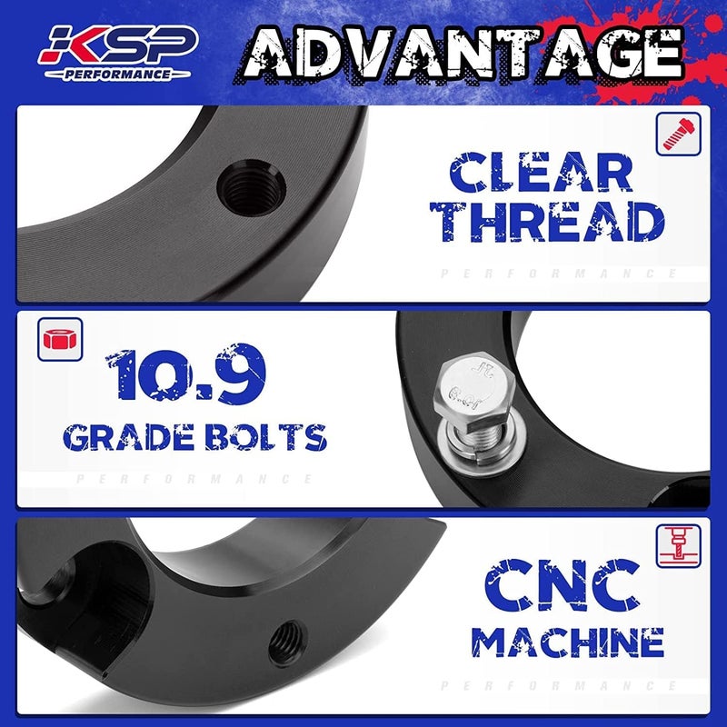 KSP PERFORMANCE KSP 2" Leveling Kits for Tundra 2007-2026, 2pcs Front Level Lift Spacer Compatible with Toyota Tundra Sequoia 2WD 4WD 2007-2026, 2in Aluminum Suspansion Strut Spacers Fit For Toyota Truck Pickup - Image 3