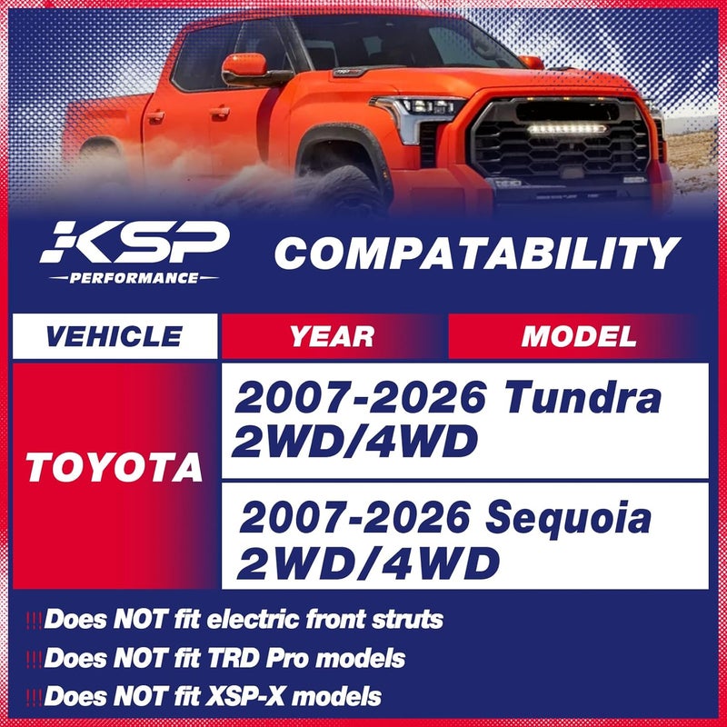 KSP PERFORMANCE KSP 2" Leveling Kits for Tundra 2007-2026, 2pcs Front Level Lift Spacer Compatible with Toyota Tundra Sequoia 2WD 4WD 2007-2026, 2in Aluminum Suspansion Strut Spacers Fit For Toyota Truck Pickup - Image 2