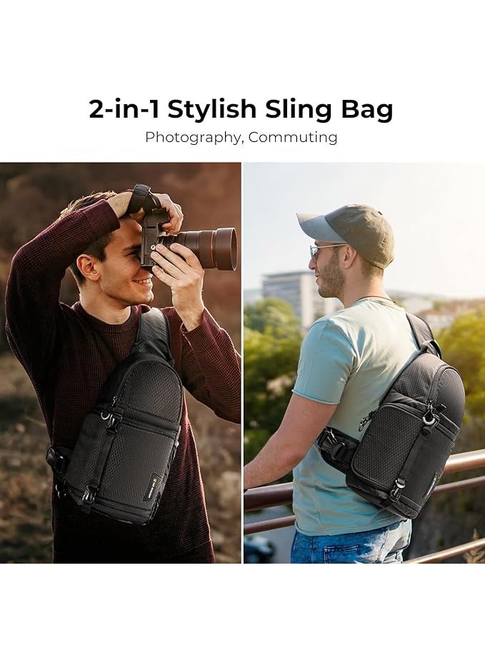 K&F Concept حقيبة مفصل الكاميرا، حقيبة سفر كاميرا مقاومة للماء، حقيبة ظهر للصور، جيب كاميرا مع حماية من المطر - Image 2