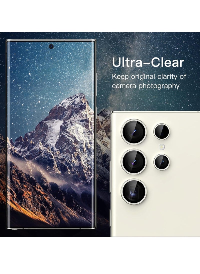 Raxoom Camera Lens Protector for Samsung Galaxy S23 Ultra 5G 6.8-Inch, 9H Tempered Glass Metal Individual Ring Cover, Easy Installation Tray, HD Clear, Set of 5 (Cream) - Image 3
