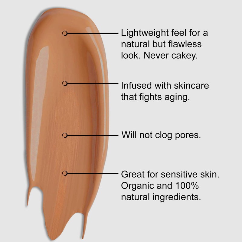 BaeBlu Organic Aloe-Based LUX Liquid Foundation, Natural Vegan Gluten-Free Made in USA, Coffee - Image 2