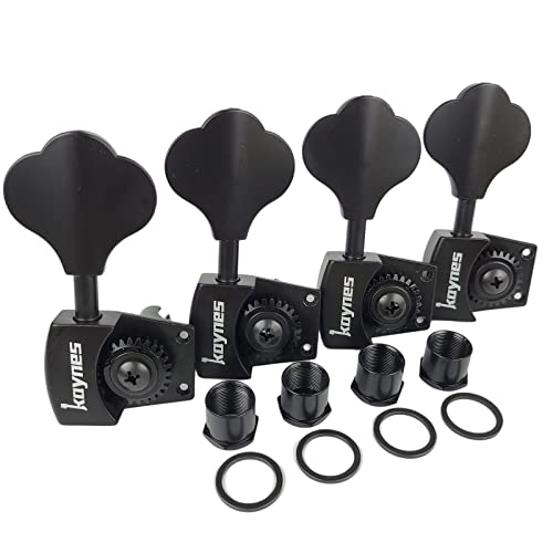 KAYNES Bass Tuners 1:26 Ratio Open Gear Tuning Key Pegs Guitar Machine Head Tuners for Jazz or Precision Electric Bass Instruments Black (4 for Right) - Image 1
