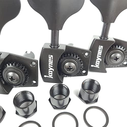 KAYNES Bass Tuners 1:26 Ratio Open Gear Tuning Key Pegs Guitar Machine Head Tuners for Jazz or Precision Electric Bass Instruments Black (4 for Right) - Image 3