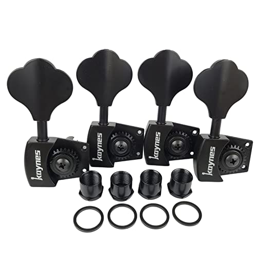 KAYNES Bass Tuners 1:26 Ratio Open Gear Tuning Key Pegs Guitar Machine Head Tuners for Jazz or Precision Electric Bass Instruments Black (4 for Right) - Image 2