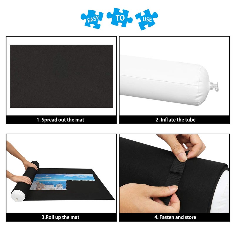 LAVIEVERT Jigsaw Puzzle Mat Roll Up, Portable Puzzle Board for Easy Transport & Storage, Long Box Package, No Folded Creases, Felt Mat Saver Keeper for Games Up to 1500 Pieces - Image 4