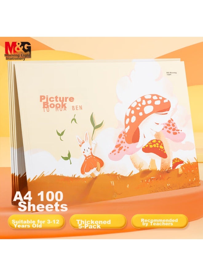 M.G M&G Stationery A4 Sketchbook Children'S Art Drawing Book Drawing Pad For Kindergarten And Elementary School Students, White Paper Mushroom Rabbit 5-Pack Apyuw84Kc Christmas Gift - Image 1