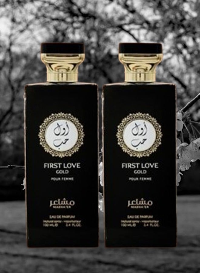 لوف 2 قطع عطر أول حب جولد مشاعر  100 مل - Image 1
