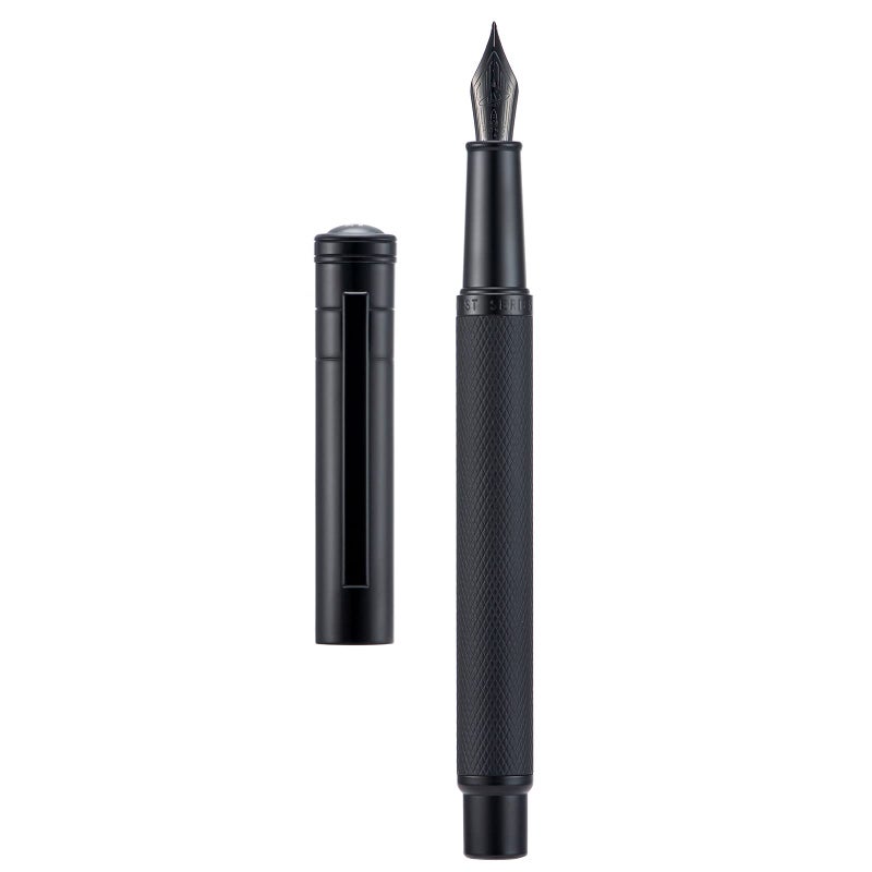 Asvine Hongdian Black Forest Fountain Pen Blade Nib Classic Design Calligraphy Pen with Converter and Metal Pen Case Set - Image 1