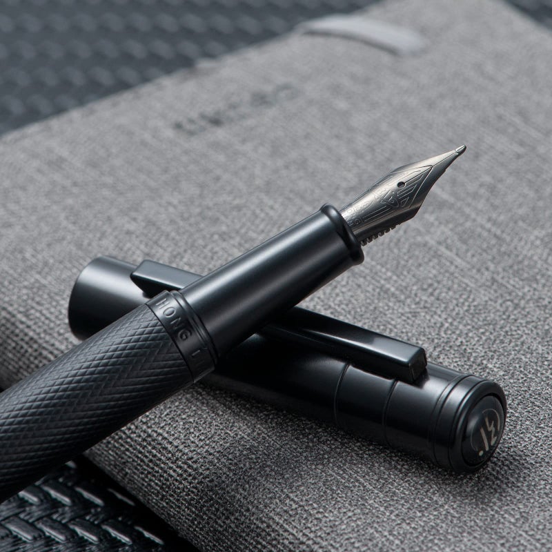 Asvine Hongdian Black Forest Fountain Pen Blade Nib Classic Design Calligraphy Pen with Converter and Metal Pen Case Set - Image 4