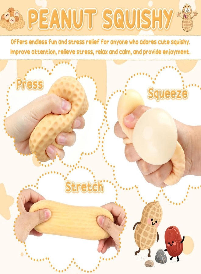 hehred Peanut Squishy, Realistic Crunchy Peanut Squeeze Toy, Slow Rising Stress Relief Ball for Stress Anxiety Relief, Gift for Birthday Party Favors - Image 2