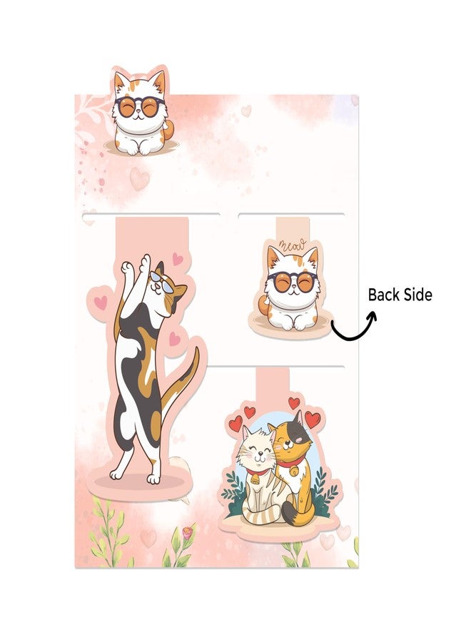 PaperO Cat-Themed Magnetic Bookmarks - Pack of 3 Cute Page Markers for Kids & Book Lovers | Ideal Gift & Fun Magnetic Clips - Image 2