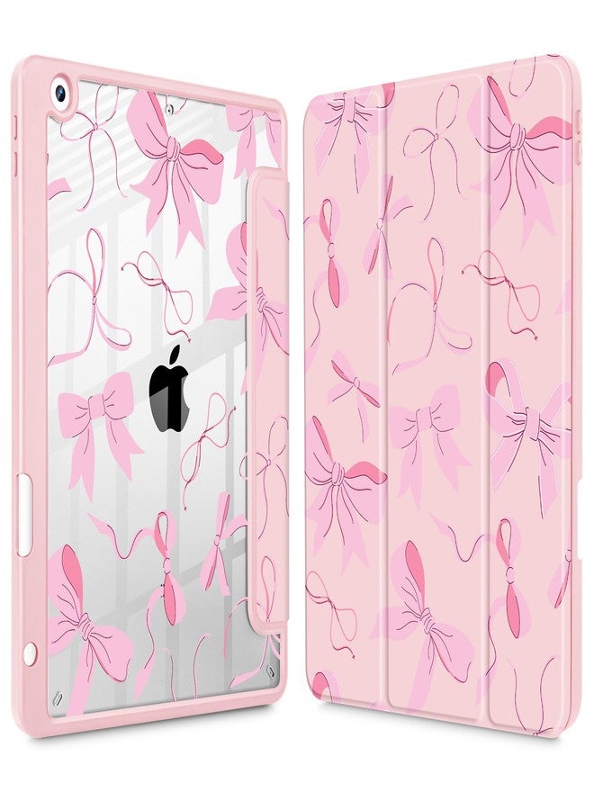 May Chen for iPad 9th Generation with Pencil Holder, iPad 8th/7th Gen Case 10.2-inch, [Penceil Holder] Trifold Stand Auto Wake/Sleep Clear TPU Protection Back Cover, Pink Bows P631 - Image 1