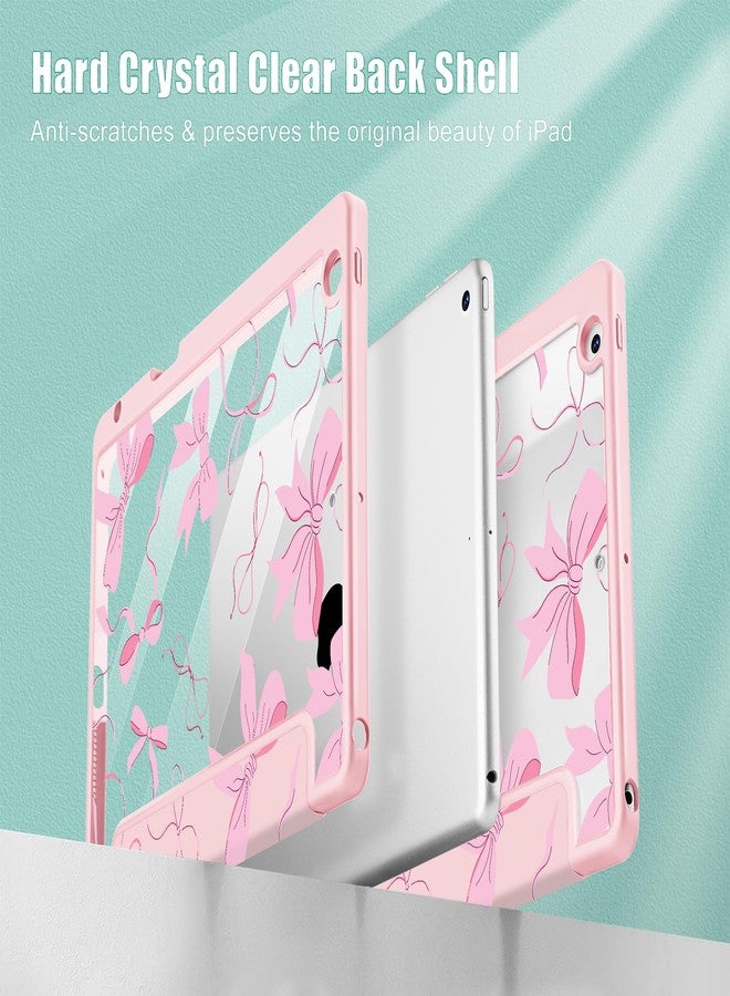 May Chen for iPad 9th Generation with Pencil Holder, iPad 8th/7th Gen Case 10.2-inch, [Penceil Holder] Trifold Stand Auto Wake/Sleep Clear TPU Protection Back Cover, Pink Bows P631 - Image 4