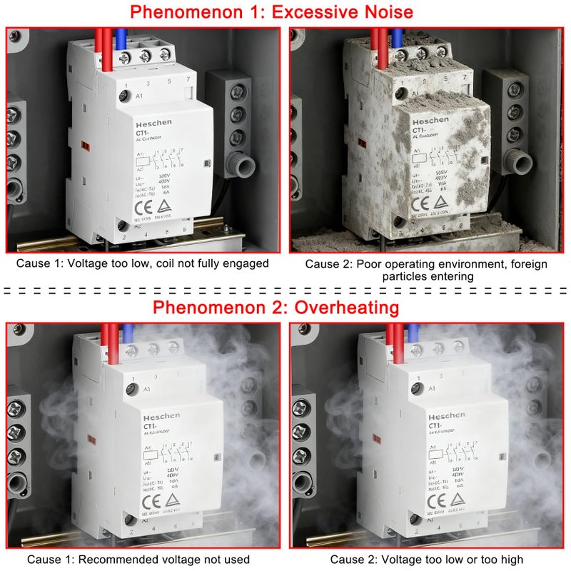 Heschen Household AC Contactor CT1-25 4 Pole Four Normally Open 220V/240V Coil Voltage 35mm DIN Rail Mount - Image 5