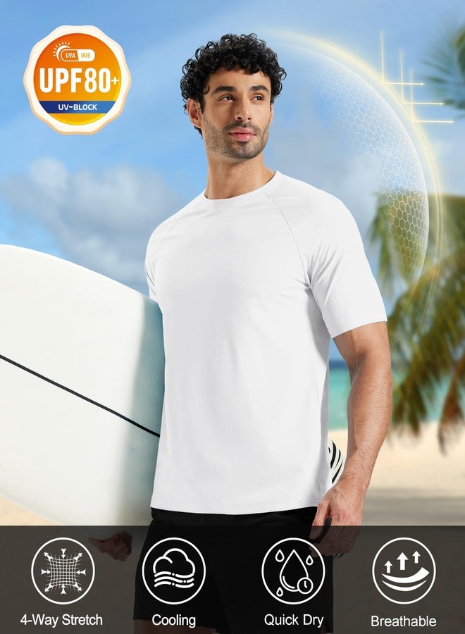 MAGCOMSEN Mens Short Sleeve Dry Fit T-Shirts UPF 80+ Athletic Moisture Wicking Lightweight Workout Running Swim Shirts White L - Image 4
