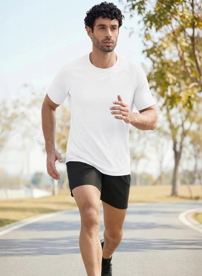 MAGCOMSEN Mens Short Sleeve Dry Fit T-Shirts UPF 80+ Athletic Moisture Wicking Lightweight Workout Running Swim Shirts White L - Image 3