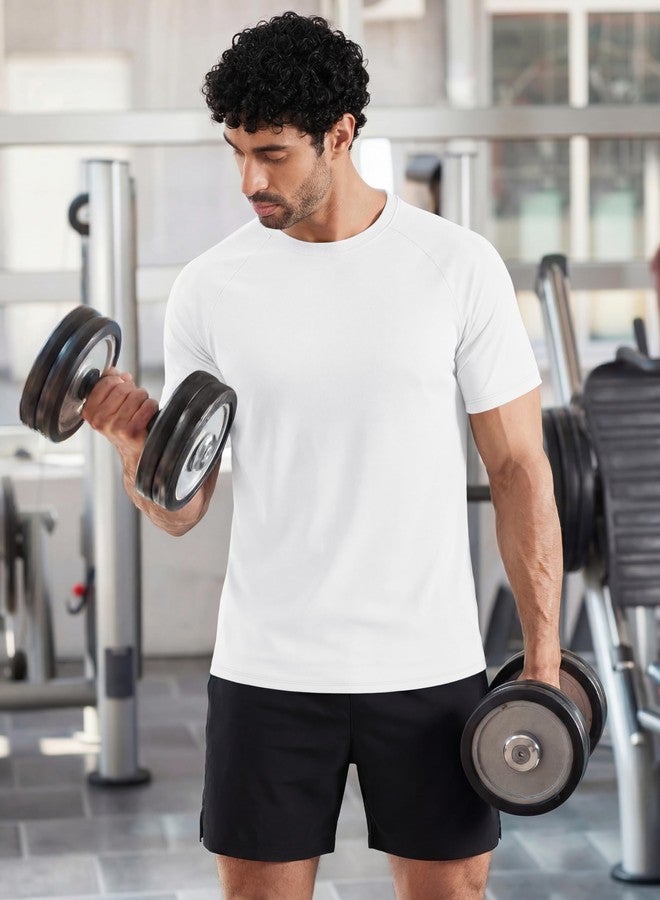 MAGCOMSEN Mens Short Sleeve Dry Fit T-Shirts UPF 80+ Athletic Moisture Wicking Lightweight Workout Running Swim Shirts White L - Image 2