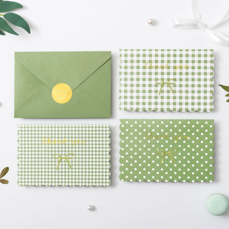 Crisky Thank You Cards with Envelopes,50 Pack Sage Green Thank You Cards Bulk Bow Style for Baby Shower, Birthday, Wedding Decoration Party Favors - Image 3