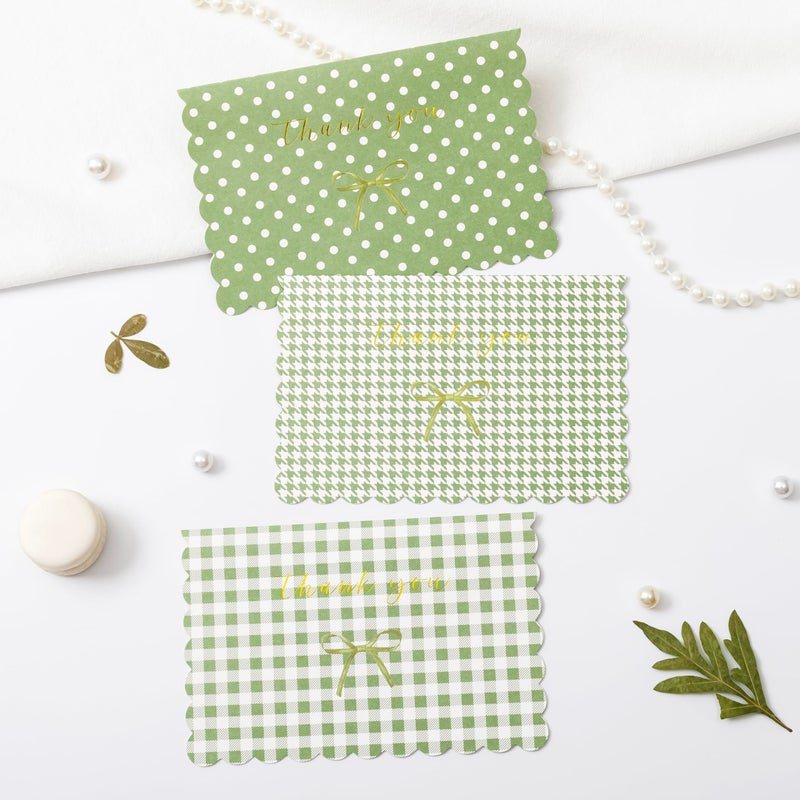 Crisky Thank You Cards with Envelopes,50 Pack Sage Green Thank You Cards Bulk Bow Style for Baby Shower, Birthday, Wedding Decoration Party Favors - Image 4