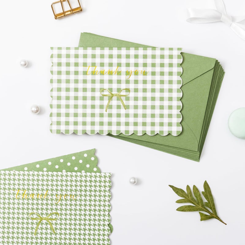 Crisky Thank You Cards with Envelopes,50 Pack Sage Green Thank You Cards Bulk Bow Style for Baby Shower, Birthday, Wedding Decoration Party Favors - Image 5