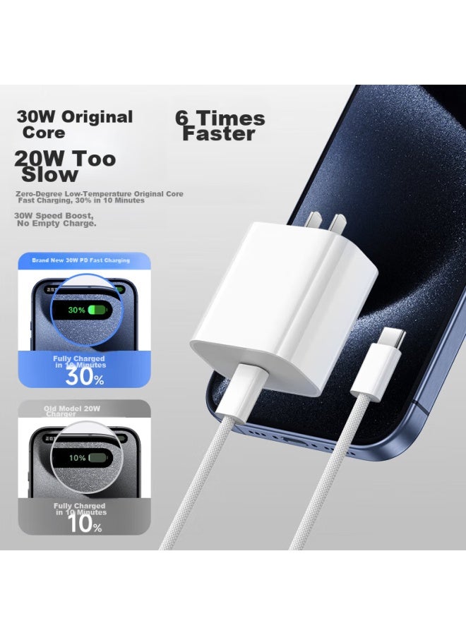 Oksj Compatible With Apple 15/16 Charger, 30w Fast Charging Set, Gallium Nitride Iphone 15 Pro/pro Max , Charging Head + Data Cable - Image 2