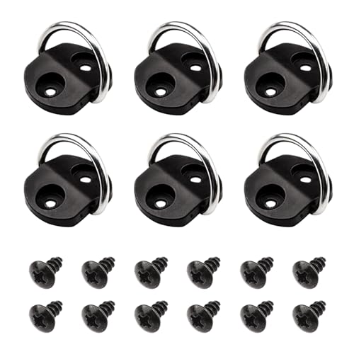 VEHIRIE 6 Pcs DRing Tie Downs Small DRings Anchor Lashing Ring Cargo Net Tie Down Hooks for Loads on Case Truck Trailers RV SUV Boats Camper with Screws - Image 1