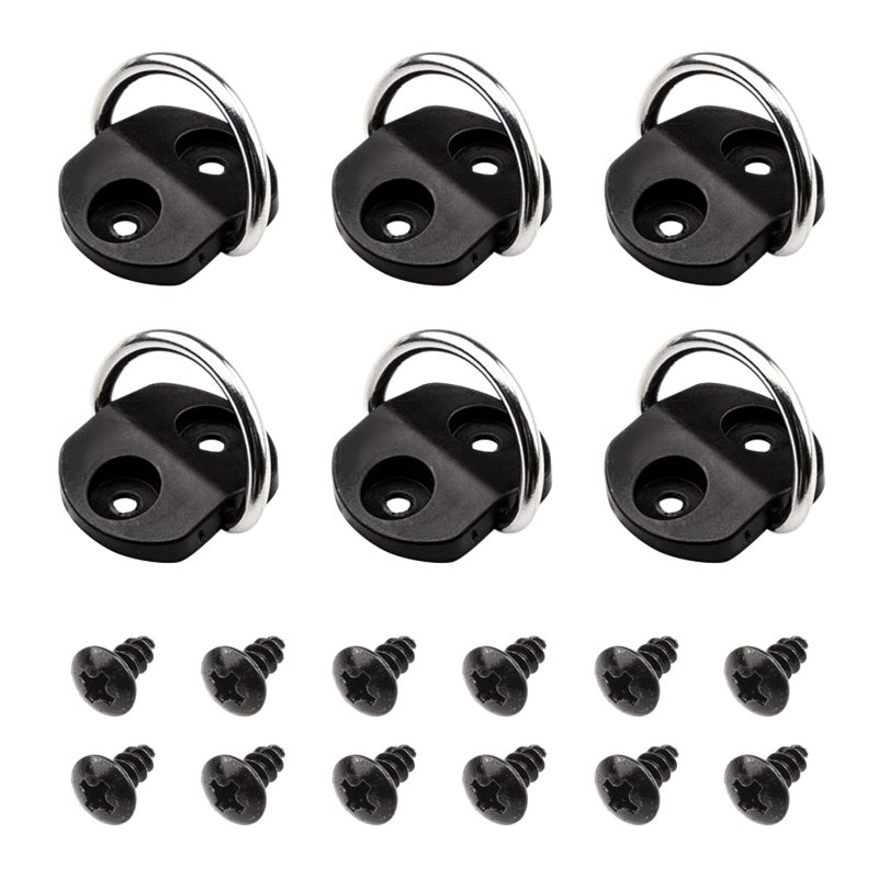VEHIRIE 6 Pcs DRing Tie Downs Small DRings Anchor Lashing Ring Cargo Net Tie Down Hooks for Loads on Case Truck Trailers RV SUV Boats Camper with Screws - Image 3