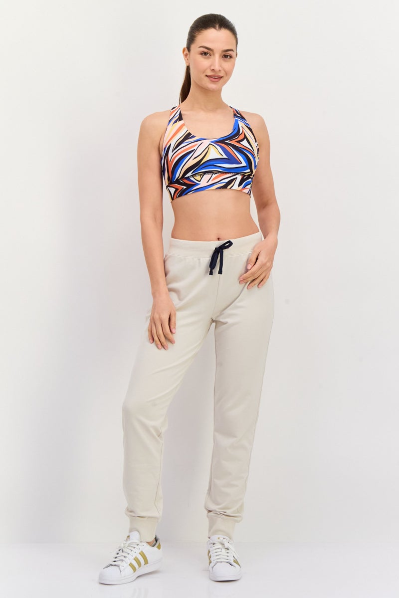 Hurley Women Abstract Printed Padded Sports Bra, Blue  - Image 2