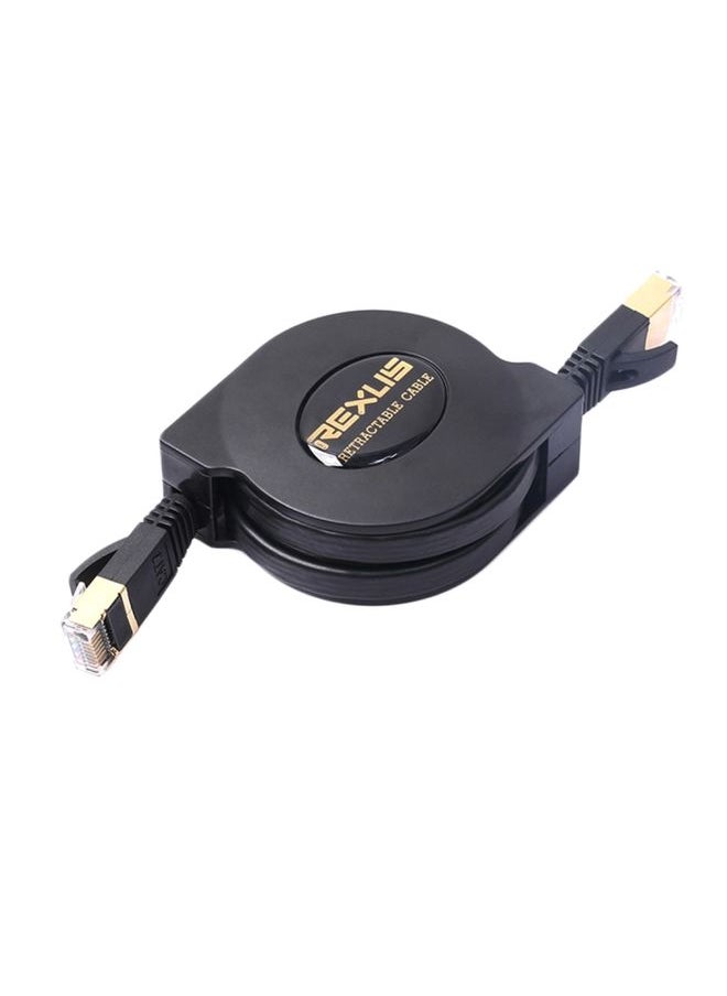 BURAQ REXLIS 1.5m CAT7 10 Gigabit Retractable Flat Ethernet RJ45 Network LAN Cable(Black)  - Image 1