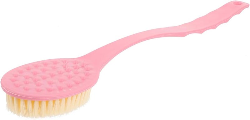 Long Handle Exfoliating Body Brush With Soft Bristles Pink For Deep Cleansing Back Shower - Image 1