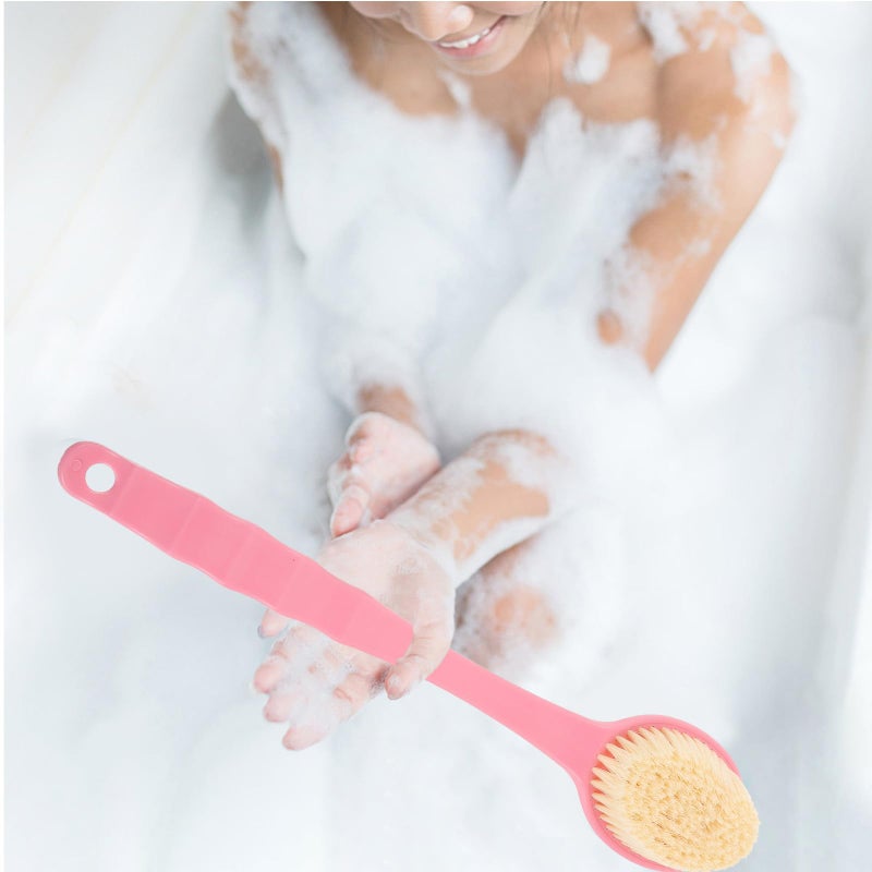 Long Handle Exfoliating Body Brush With Soft Bristles Pink For Deep Cleansing Back Shower - Image 5