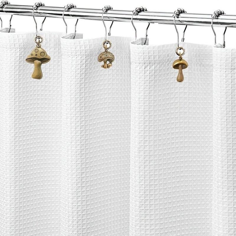 12pcs Mushroom Shower Curtain Hooks Rings Retro Boho Bathroom Decor - Image 5