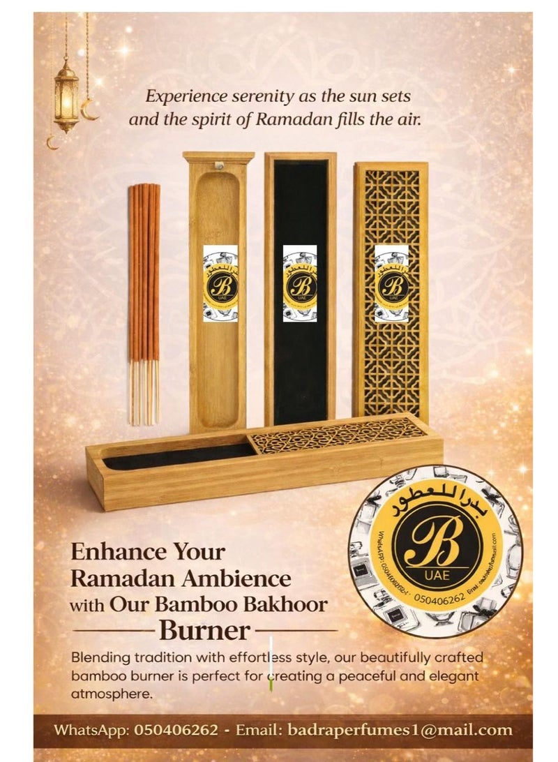 Indonesian Premium Bakhoor Sticks with Bamboo Holder – Long Lasting Oud Incense Sticks for Home, Office & Ramadan Ambience