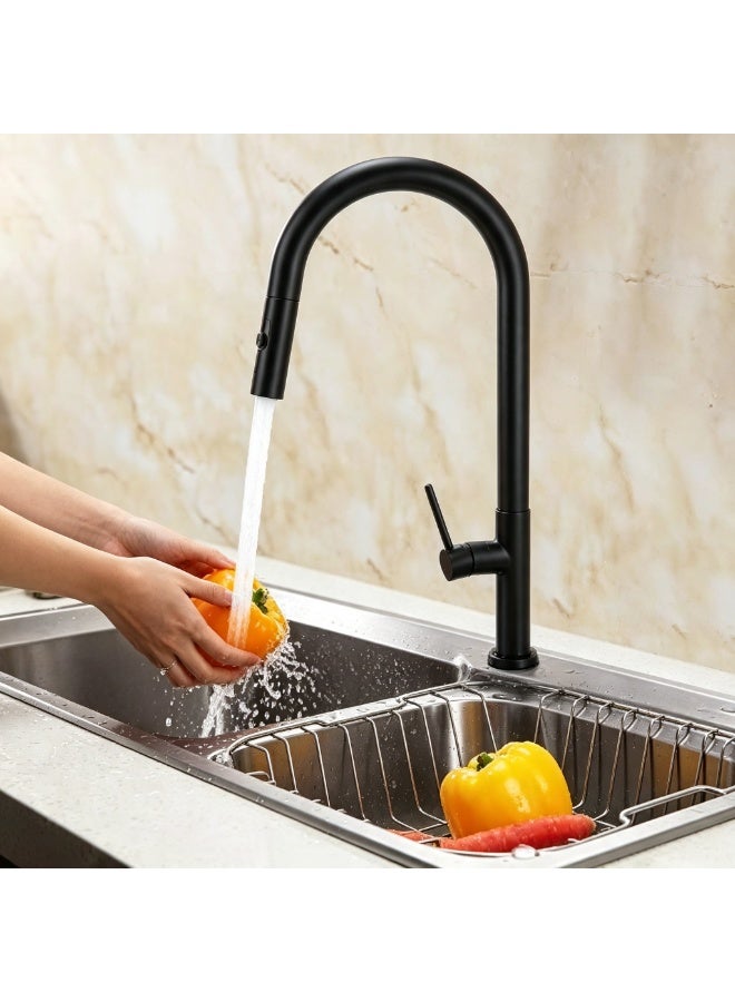CM 8899 MBK Pull-Out Kitchen Faucet – Matte Black Finish Modern Kitchen Mixer Tap - Image 2