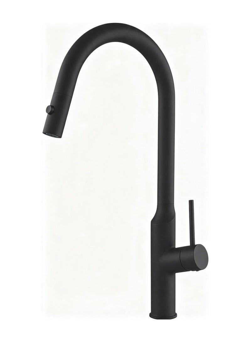 CM 8899 MBK Pull-Out Kitchen Faucet – Matte Black Finish Modern Kitchen Mixer Tap - Image 1